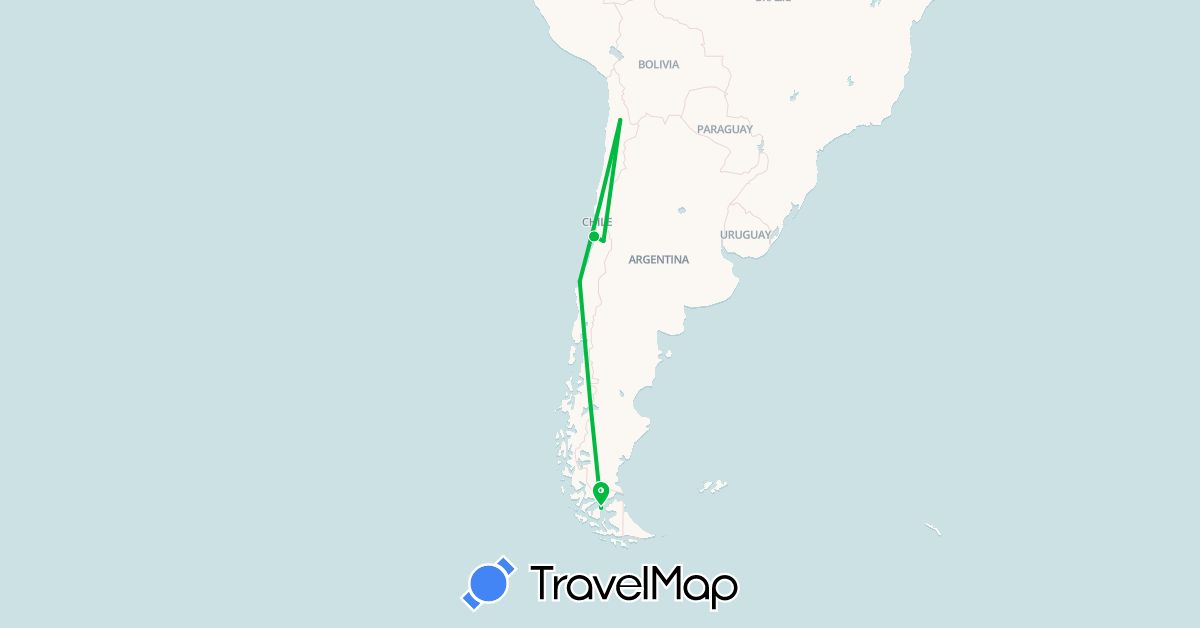 TravelMap itinerary: bus in Chile (South America)